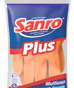 Luva Látex Multiuso Laranja Sanro Plus