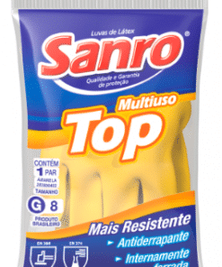 Luva Látex Multiuso Amarela Sanro Top